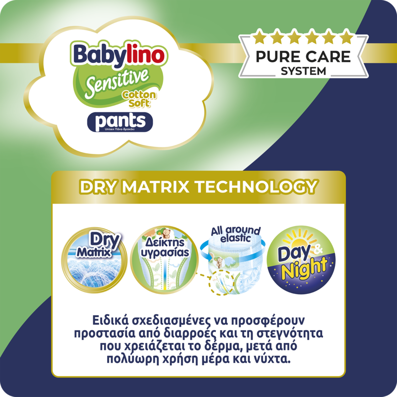BABYLINO - MONTHLY PACK SENSITIVE COTTON SOFT Pants Unisex No6 (13-18kg) - 108τεμ.